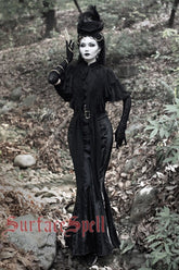 Black Faux Leather Snake Print Flared Fishbone Mermaid Gothic Lolita Skirt